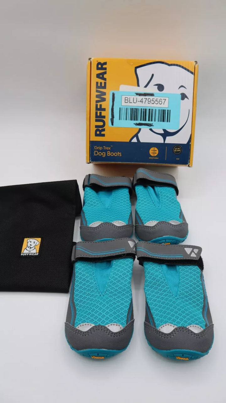 Ruffwear Grip Trex Dog Boots (4 boots) Teal/Black Size 2.5” New