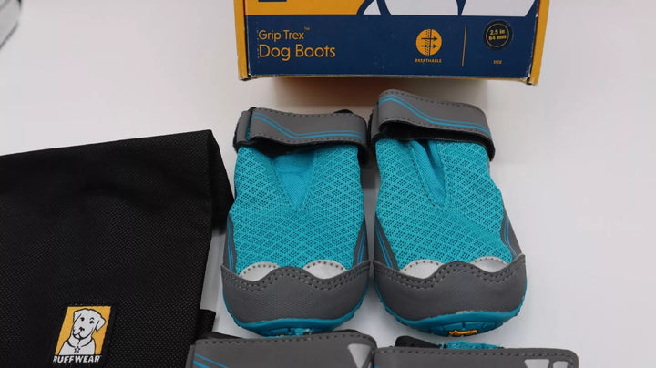 Ruffwear Grip Trex Dog Boots (4 boots) Teal/Black Size 2.5” New