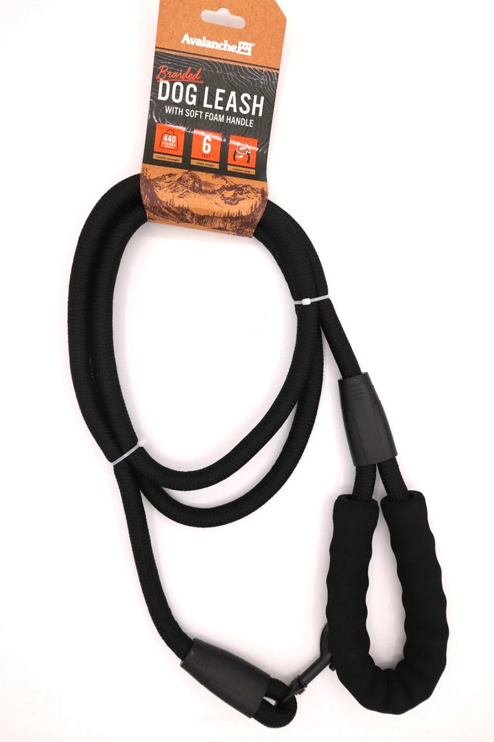 Avalanche Braided Leash (6') Black