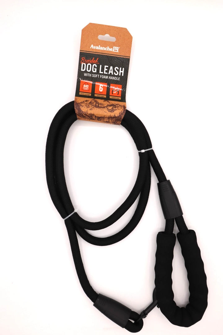 Avalanche Braided Leash (6') Black