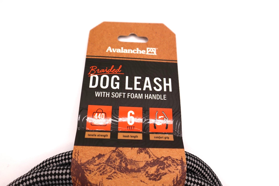 Avalanche Braided Leash (6') Black/White Striped