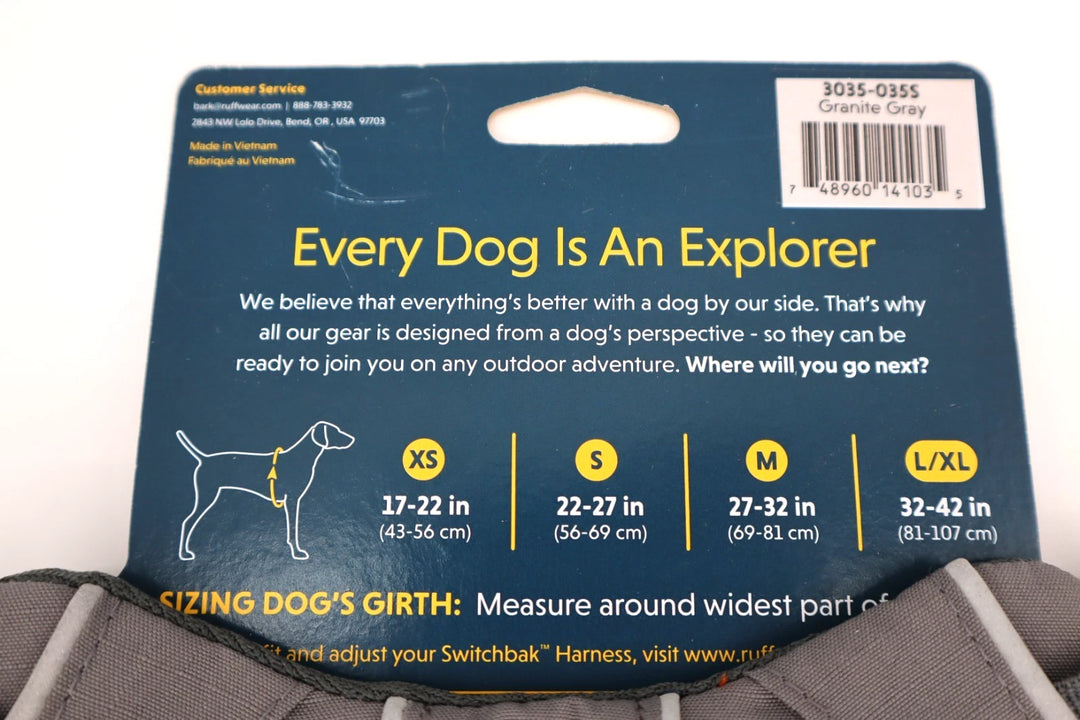 Ruffwear Dog Harnesses Switchbak -  Small Granite Grey