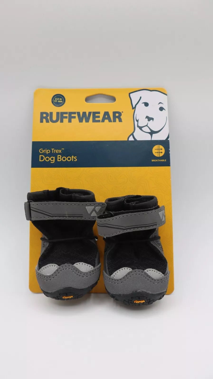 Ruffwear Dog Grip Trex Dog Boots 2.0 inches Black (2 boots)