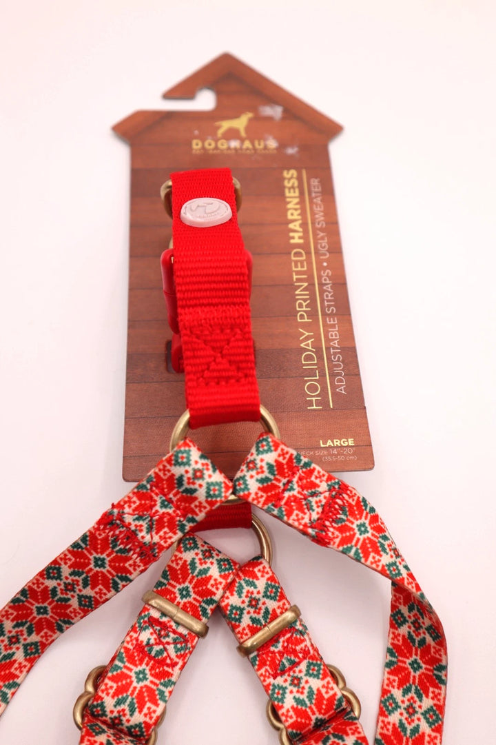 Doghaus Holiday Printed Harness (Red) - Large