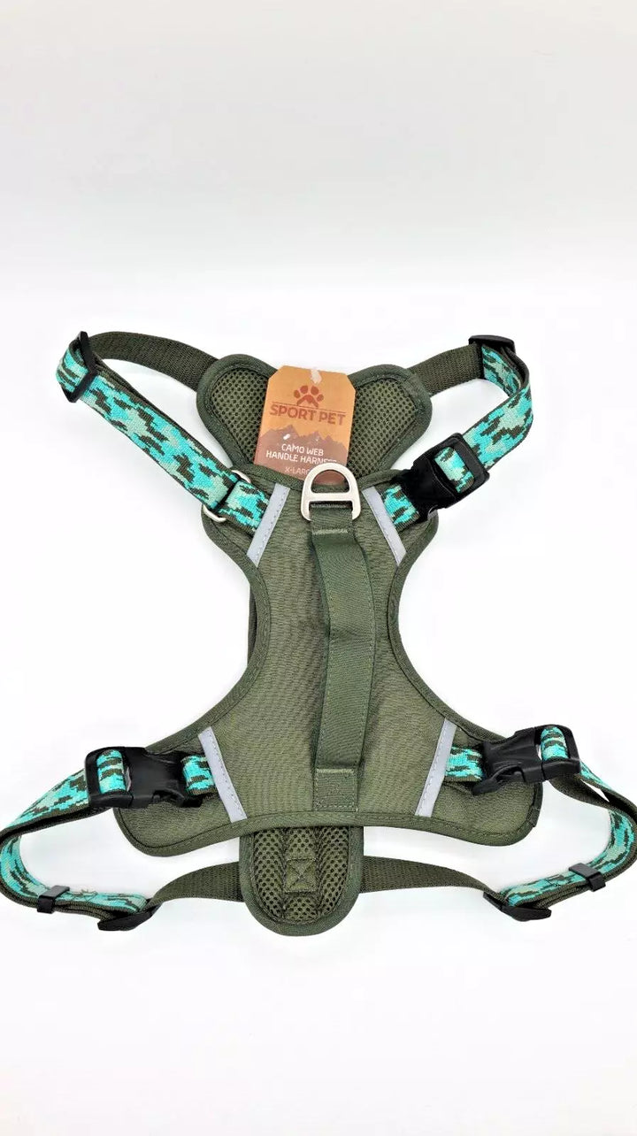 Sport Pet Web Handle Dog Harness - Camo (XL 100-150lb) 36"-42" Chest