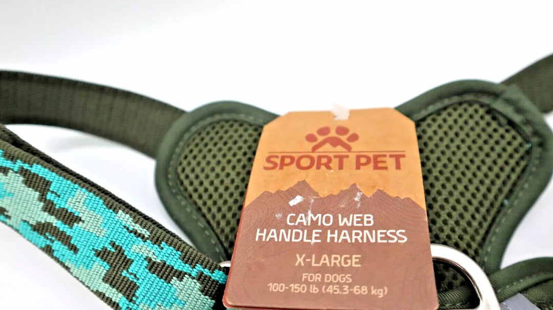 Sport Pet Web Handle Dog Harness - Camo (XL 100-150lb) 36"-42" Chest