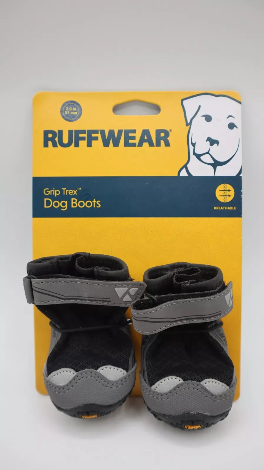 Ruffwear Dog Grip Trex Dog Boots 2.0 inches Black (2 boots)